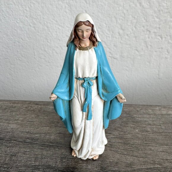 Virgin Mary Figurine Statue | 4.25" Catholic Religious Decor | Mother of God - Picture 3 of 13
